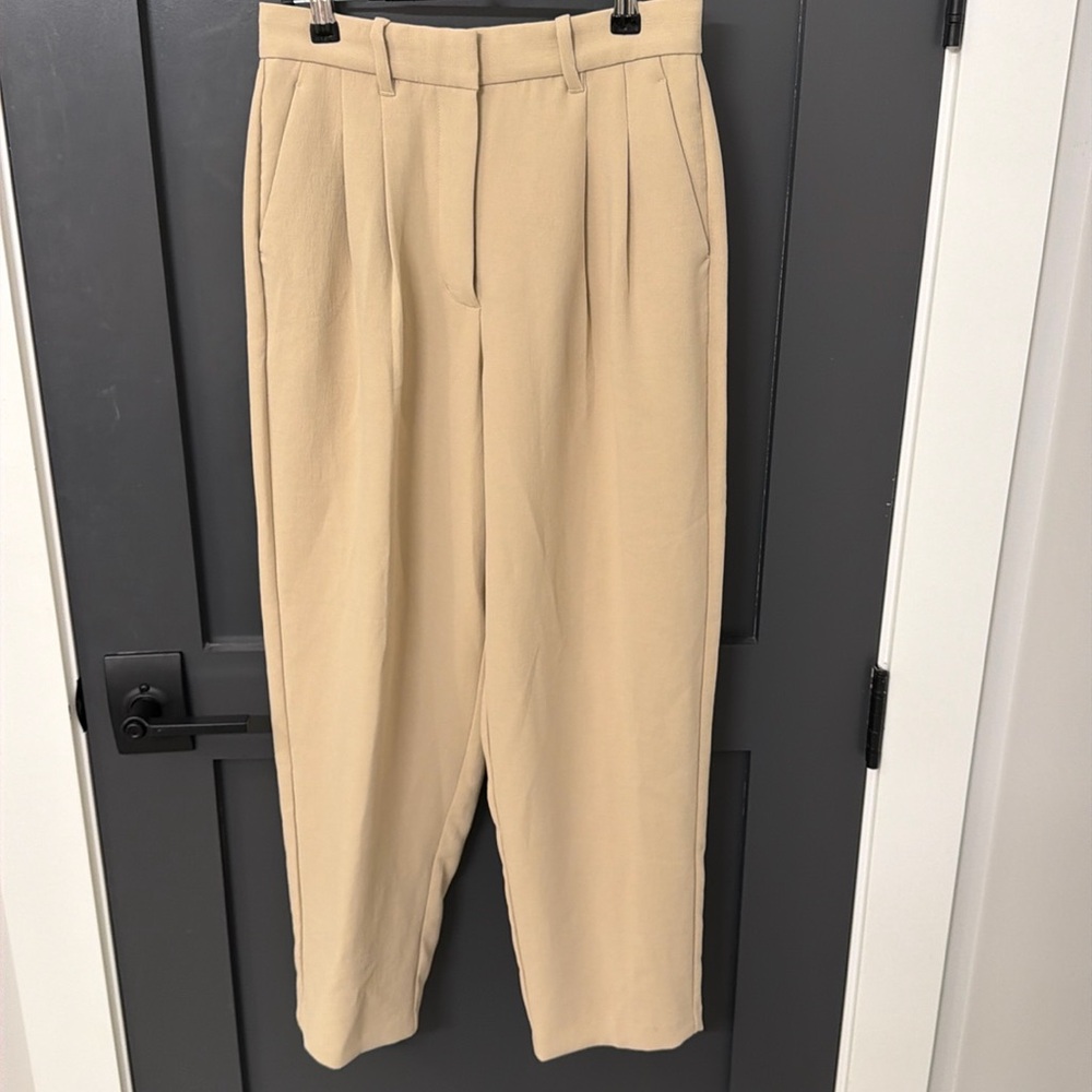 Camel taper leg aritzia trousers
